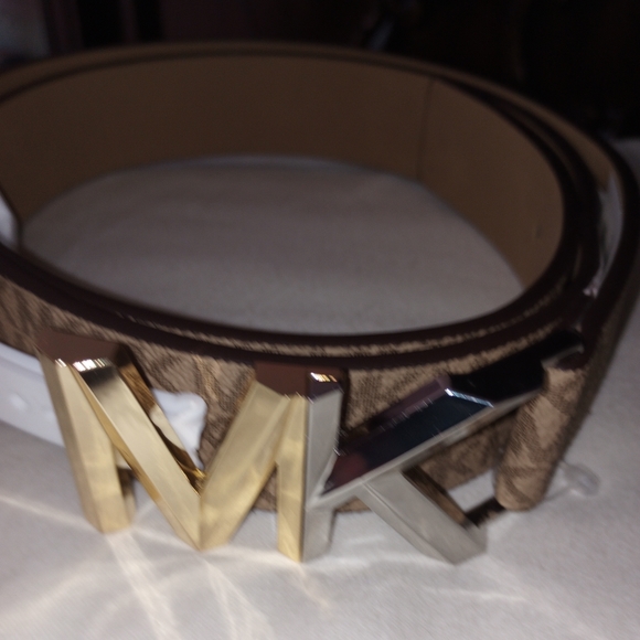 Michael kors ladies golden and silver metal logo belts